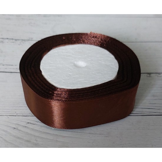 ОПТ Лента атласная однотонная 2,5 см*25 ярдов, цв. шоколадный 32, цена за катушку